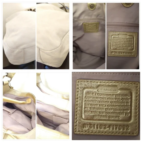 Coach F17092 Soho Ivory White & Gold Leather Hobo Shoulder Bag Purse - Picture 4 of 4